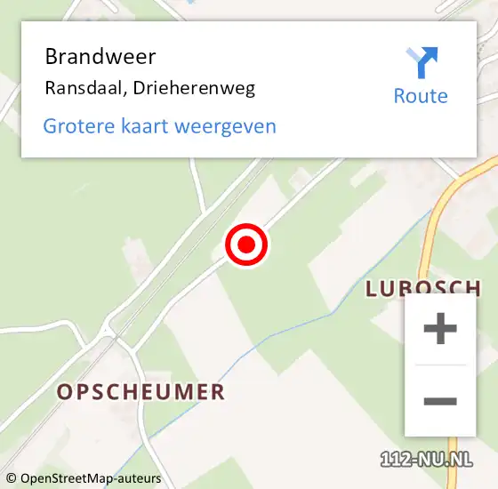 Locatie op kaart van de 112 melding: Brandweer Ransdaal, Drieherenweg op 24 oktober 2016 22:17