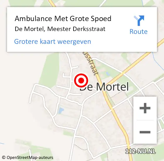 Locatie op kaart van de 112 melding: Ambulance Met Grote Spoed Naar De Mortel, Meester Derksstraat op 24 oktober 2016 22:49