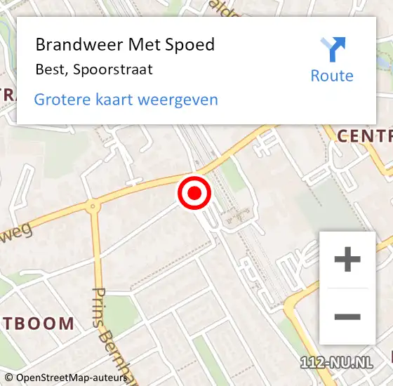 Locatie op kaart van de 112 melding: Brandweer Met Spoed Naar Best, Spoorstraat op 24 oktober 2016 22:59