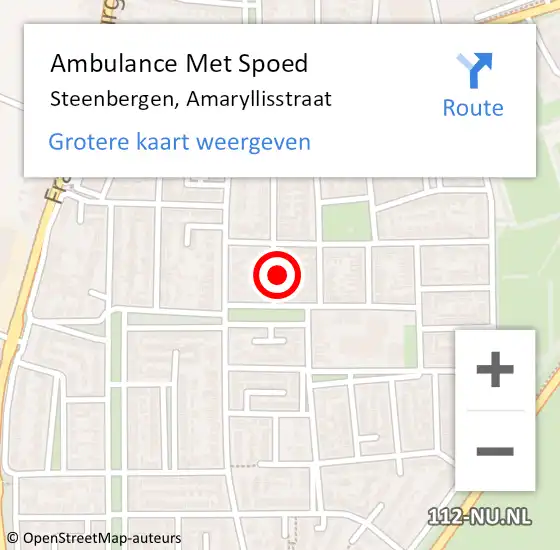 Locatie op kaart van de 112 melding: Ambulance Met Spoed Naar Steenbergen, Amaryllisstraat op 25 oktober 2016 01:00