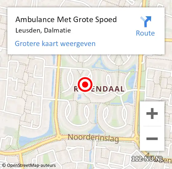 Locatie op kaart van de 112 melding: Ambulance Met Grote Spoed Naar Leusden, Dalmatie op 25 oktober 2016 01:57