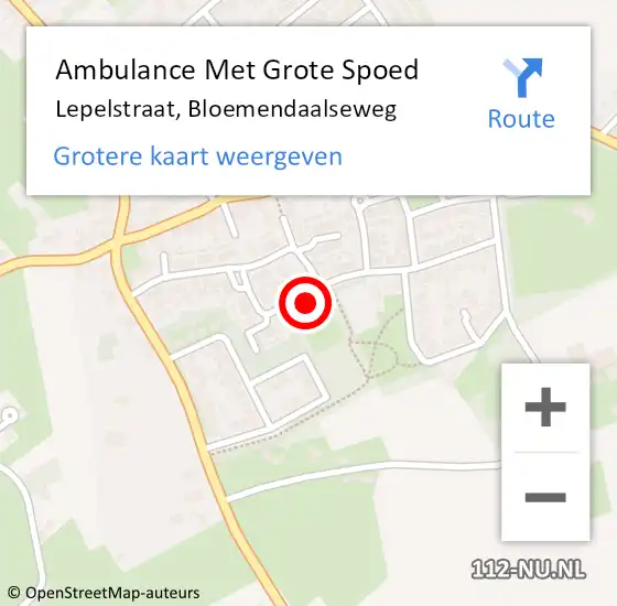 Locatie op kaart van de 112 melding: Ambulance Met Grote Spoed Naar Lepelstraat, Bloemendaalseweg op 25 oktober 2016 02:15