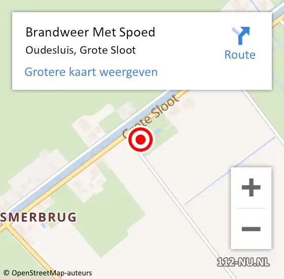 Locatie op kaart van de 112 melding: Brandweer Met Spoed Naar Oudesluis, Grote Sloot op 25 oktober 2016 02:38