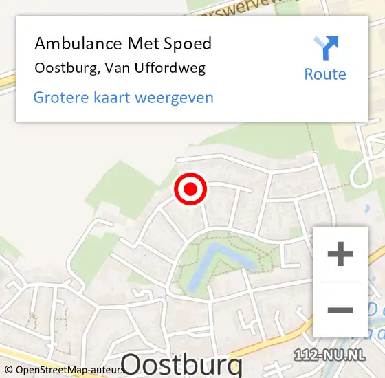 Locatie op kaart van de 112 melding: Ambulance Met Spoed Naar Oostburg, Van Uffordweg op 25 oktober 2016 03:02