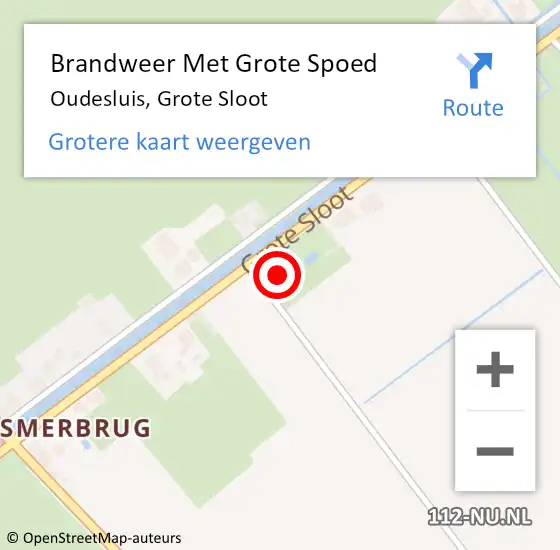 Locatie op kaart van de 112 melding: Brandweer Met Grote Spoed Naar Oudesluis, Grote Sloot op 25 oktober 2016 03:12