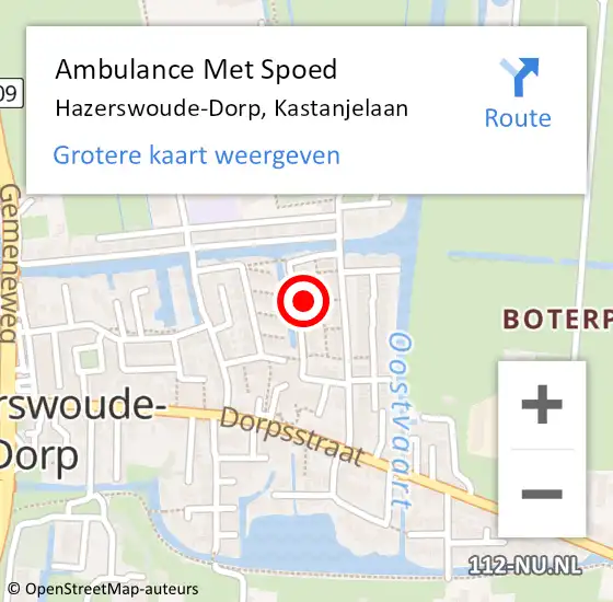 Locatie op kaart van de 112 melding: Ambulance Met Spoed Naar Hazerswoude-Dorp, Kastanjelaan op 25 oktober 2016 03:17