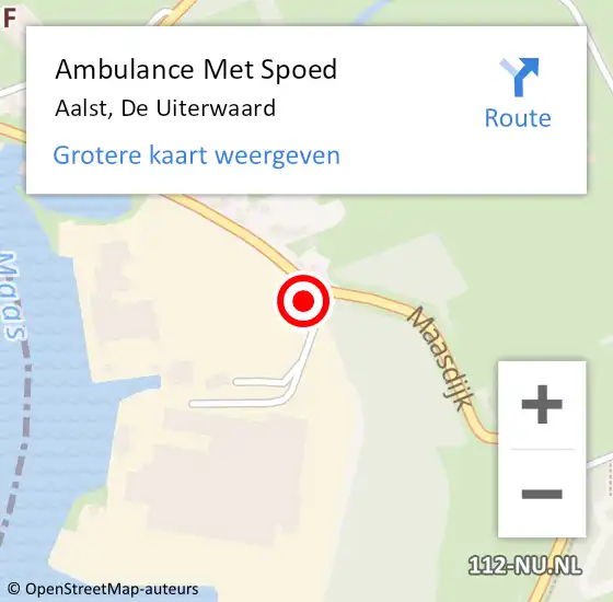 Locatie op kaart van de 112 melding: Ambulance Met Spoed Naar Aalst, De Uiterwaard op 25 oktober 2016 04:59