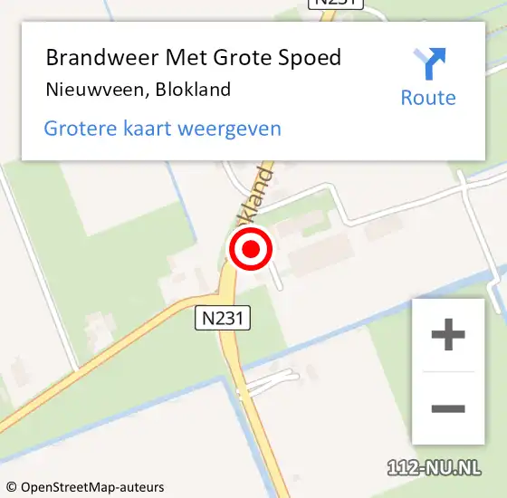 Locatie op kaart van de 112 melding: Brandweer Met Grote Spoed Naar Nieuwveen, Blokland op 25 oktober 2016 05:28