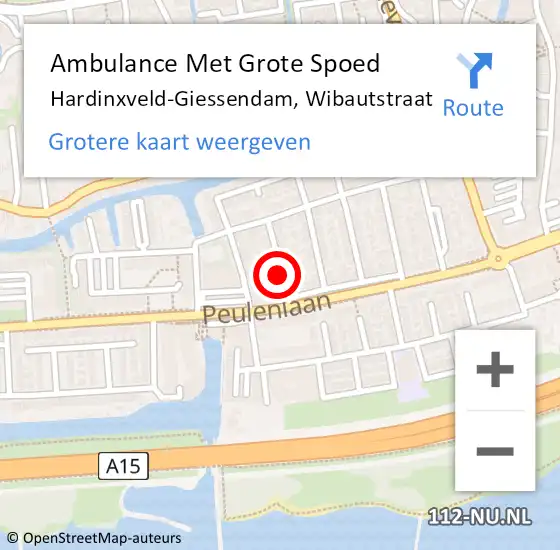 Locatie op kaart van de 112 melding: Ambulance Met Grote Spoed Naar Hardinxveld-Giessendam, Wibautstraat op 25 oktober 2016 06:25