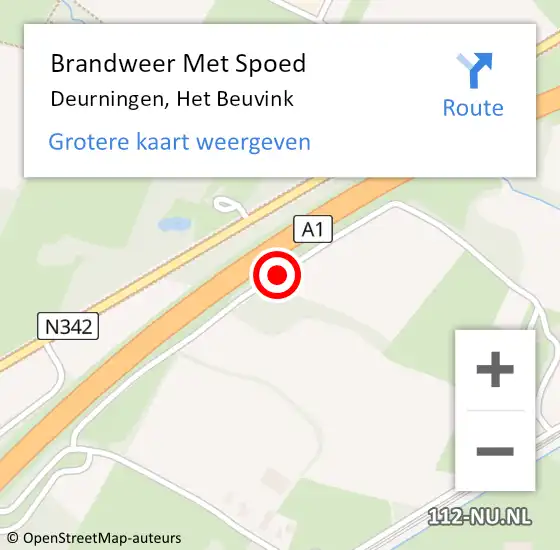 Locatie op kaart van de 112 melding: Brandweer Met Spoed Naar Deurningen, Het Beuvink op 25 oktober 2016 08:31