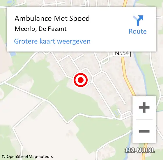 Locatie op kaart van de 112 melding: Ambulance Met Spoed Naar Meerlo, De Fazant op 25 oktober 2016 09:20