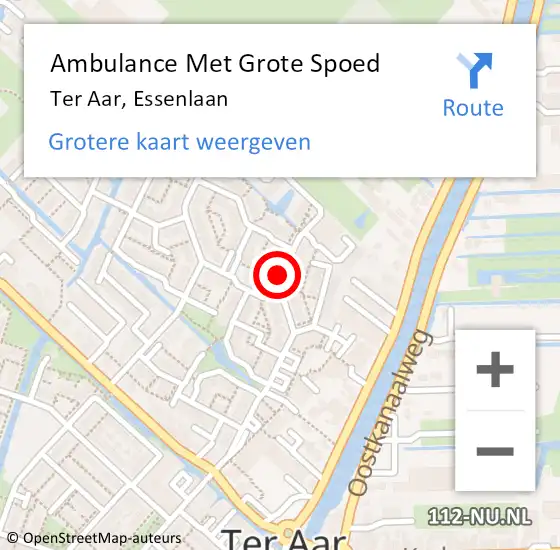 Locatie op kaart van de 112 melding: Ambulance Met Grote Spoed Naar Ter Aar, Essenlaan op 25 oktober 2016 09:33