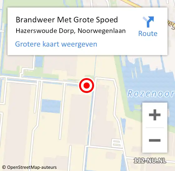 Locatie op kaart van de 112 melding: Brandweer Met Grote Spoed Naar Hazerswoude Dorp, Noorwegenlaan op 25 oktober 2016 10:18