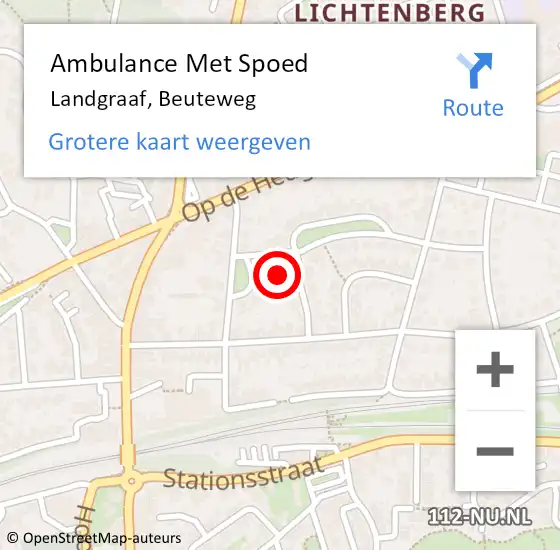 Locatie op kaart van de 112 melding: Ambulance Met Spoed Naar Landgraaf, Beuteweg op 25 oktober 2016 10:27