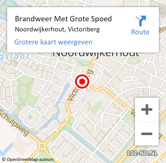Locatie op kaart van de 112 melding: Brandweer Met Grote Spoed Naar Noordwijkerhout, Victoriberg op 25 oktober 2016 11:17