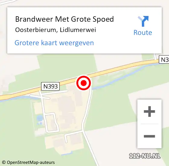 Locatie op kaart van de 112 melding: Brandweer Met Grote Spoed Naar Oosterbierum, Lidlumerwei op 25 oktober 2016 11:19