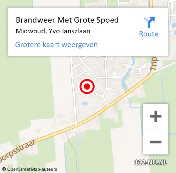 Locatie op kaart van de 112 melding: Brandweer Met Grote Spoed Naar Midwoud, Yvo Janszlaan op 25 oktober 2016 11:31