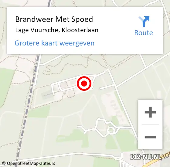 Locatie op kaart van de 112 melding: Brandweer Met Spoed Naar Lage Vuursche, Kloosterlaan op 25 oktober 2016 11:41