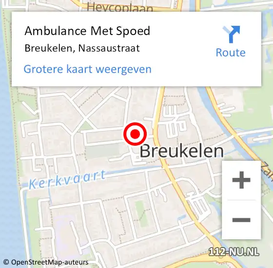 Locatie op kaart van de 112 melding: Ambulance Met Spoed Naar Breukelen, Nassaustraat op 25 oktober 2016 12:28