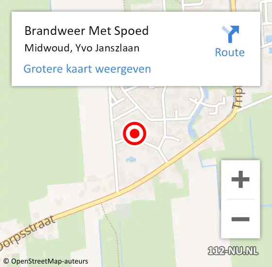 Locatie op kaart van de 112 melding: Brandweer Met Spoed Naar Midwoud, Yvo Janszlaan op 25 oktober 2016 13:09