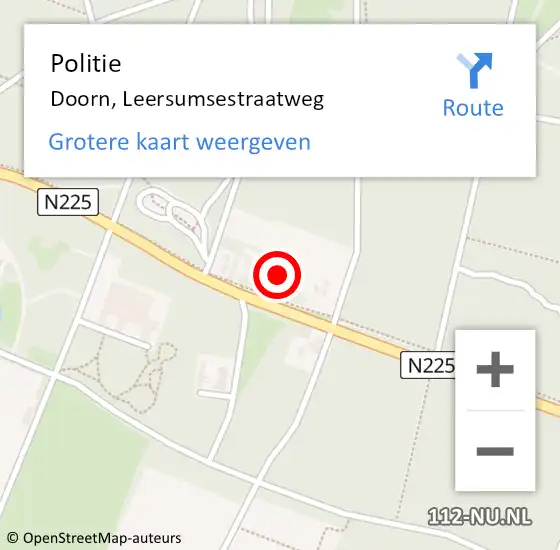 Locatie op kaart van de 112 melding: Politie Doorn, Leersumsestraatweg op 25 oktober 2016 13:34