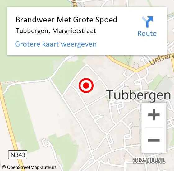 Locatie op kaart van de 112 melding: Brandweer Met Grote Spoed Naar Tubbergen, Margrietstraat op 25 oktober 2016 14:29