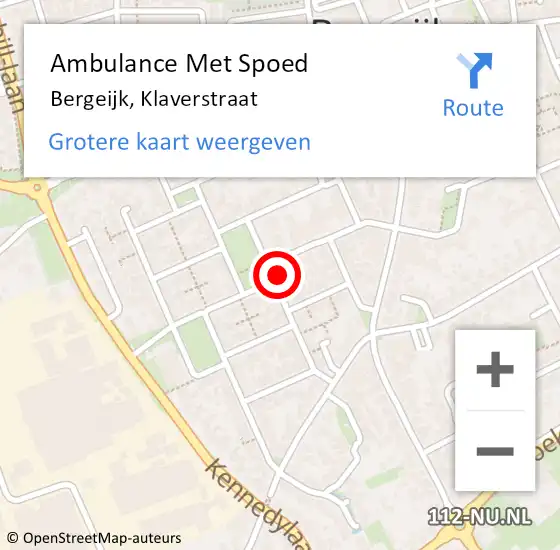 Locatie op kaart van de 112 melding: Ambulance Met Spoed Naar Bergeijk, Klaverstraat op 25 oktober 2016 14:32