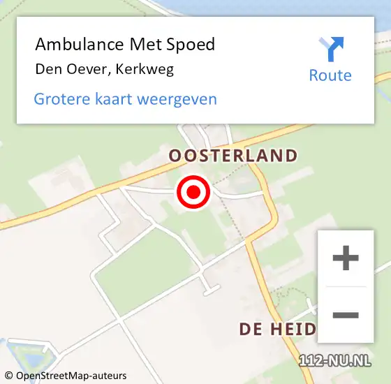 Locatie op kaart van de 112 melding: Ambulance Met Spoed Naar Den Oever, Kerkweg op 25 oktober 2016 15:21