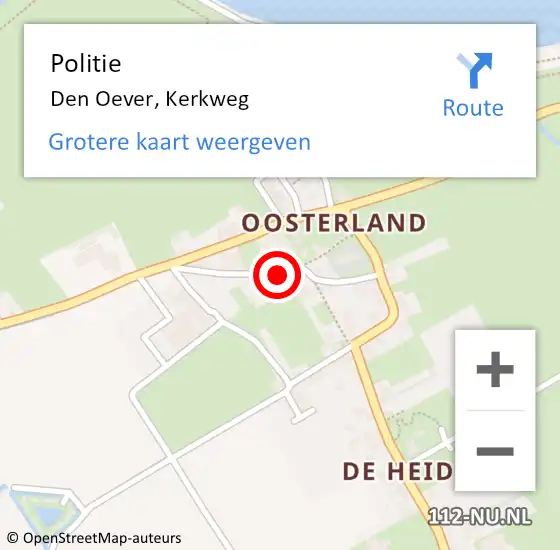 Locatie op kaart van de 112 melding: Politie Den Oever, Kerkweg op 25 oktober 2016 15:28