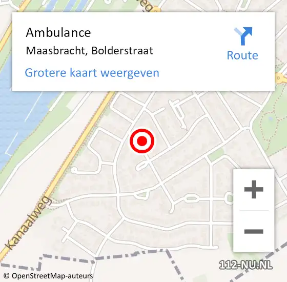 Locatie op kaart van de 112 melding: Ambulance Maasbracht, Bolderstraat op 25 oktober 2016 15:36