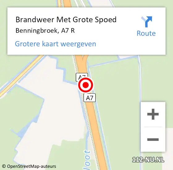 Locatie op kaart van de 112 melding: Brandweer Met Grote Spoed Naar Benningbroek, A7 R op 25 oktober 2016 15:40