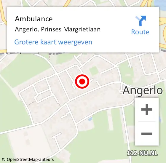 Locatie op kaart van de 112 melding: Ambulance Angerlo, Prinses Margrietlaan op 31 december 2013 13:18