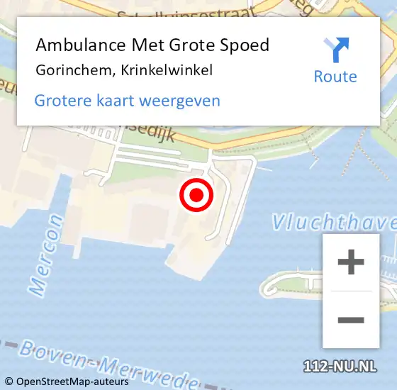 Locatie op kaart van de 112 melding: Ambulance Met Grote Spoed Naar Gorinchem, Krinkelwinkel op 25 oktober 2016 15:58