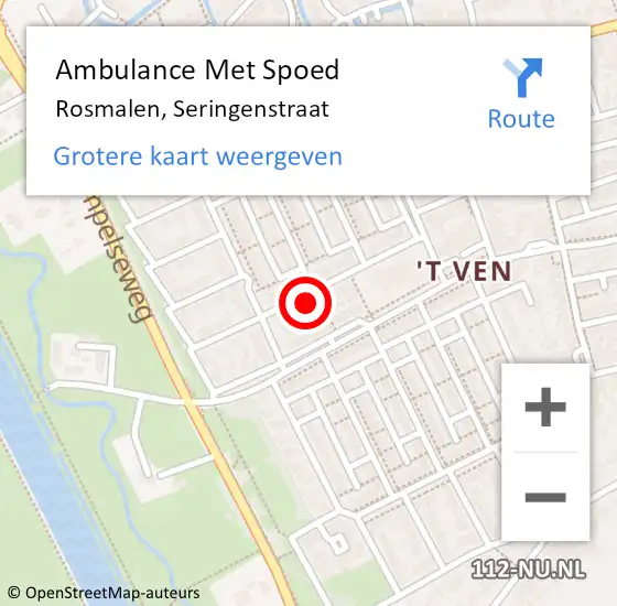 Locatie op kaart van de 112 melding: Ambulance Met Spoed Naar Rosmalen, Seringenstraat op 25 oktober 2016 16:01