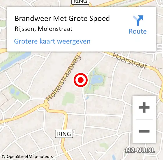 Locatie op kaart van de 112 melding: Brandweer Met Grote Spoed Naar Rijssen, Molenstraat op 25 oktober 2016 16:08