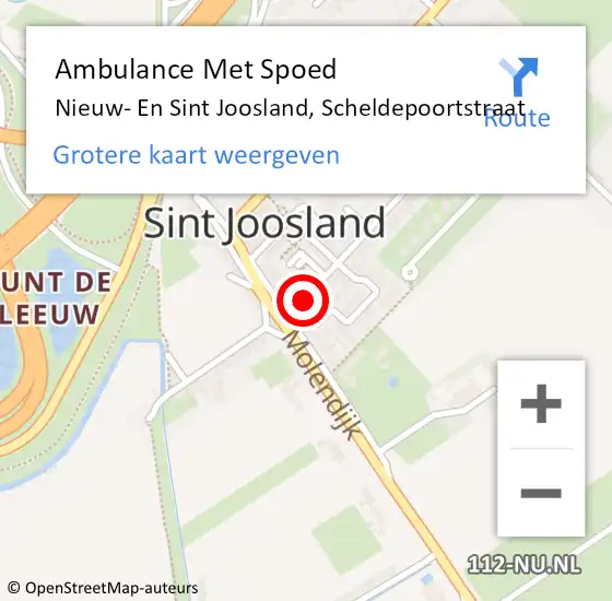 Locatie op kaart van de 112 melding: Ambulance Met Spoed Naar Nieuw- En Sint Joosland, Scheldepoortstraat op 25 oktober 2016 16:42