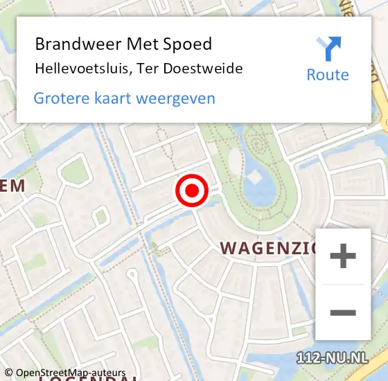 Locatie op kaart van de 112 melding: Brandweer Met Spoed Naar Hellevoetsluis, Ter Doestweide op 25 oktober 2016 18:08