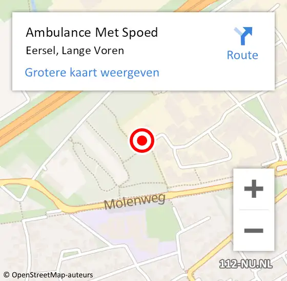 Locatie op kaart van de 112 melding: Ambulance Met Spoed Naar Eersel, Lange Voren op 25 oktober 2016 18:20