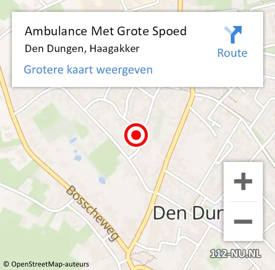 Locatie op kaart van de 112 melding: Ambulance Met Grote Spoed Naar Den Dungen, Haagakker op 25 oktober 2016 18:41