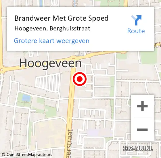 Locatie op kaart van de 112 melding: Brandweer Met Grote Spoed Naar Hoogeveen, Berghuisstraat op 25 oktober 2016 18:59