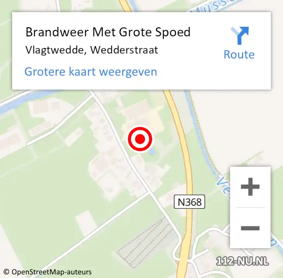 Locatie op kaart van de 112 melding: Brandweer Met Grote Spoed Naar Vlagtwedde, Wedderstraat op 25 oktober 2016 19:20