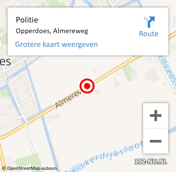 Locatie op kaart van de 112 melding: Politie Opperdoes, Almereweg op 25 oktober 2016 19:22