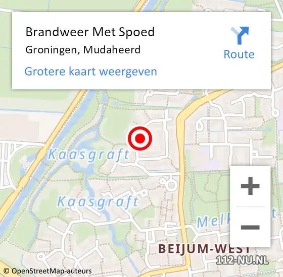 Locatie op kaart van de 112 melding: Brandweer Met Spoed Naar Groningen, Mudaheerd op 31 december 2013 13:29