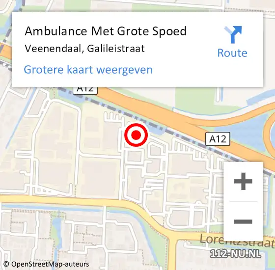 Locatie op kaart van de 112 melding: Ambulance Met Grote Spoed Naar Veenendaal, Galileistraat op 25 oktober 2016 20:10