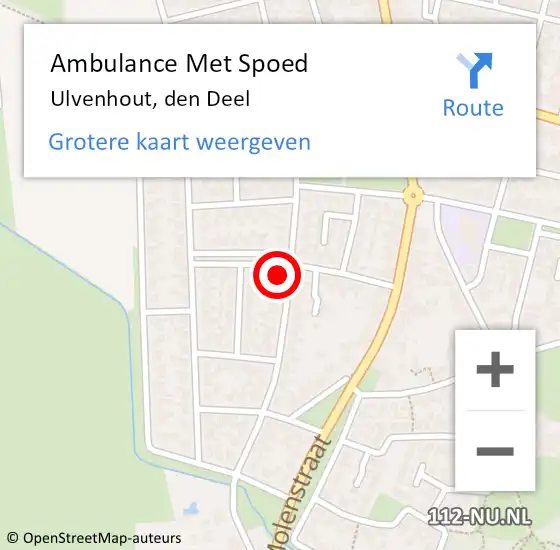 Locatie op kaart van de 112 melding: Ambulance Met Spoed Naar Ulvenhout, den Deel op 25 oktober 2016 21:44