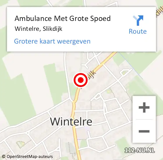 Locatie op kaart van de 112 melding: Ambulance Met Grote Spoed Naar Wintelre, Slikdijk op 25 oktober 2016 21:57