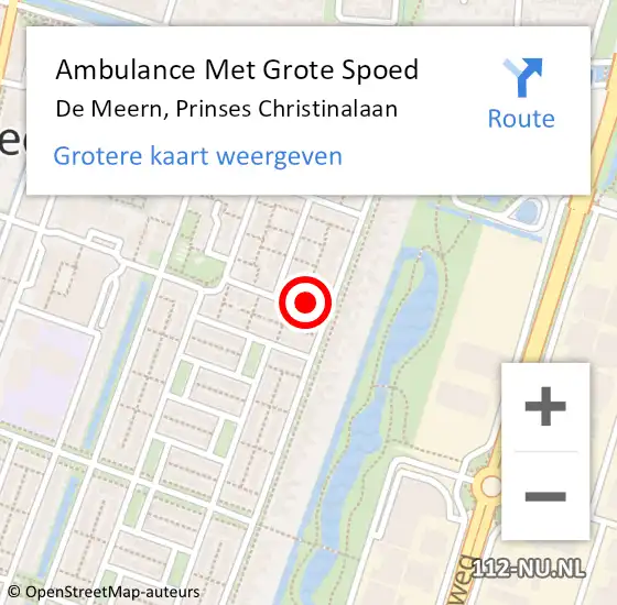 Locatie op kaart van de 112 melding: Ambulance Met Grote Spoed Naar De Meern, Prinses Christinalaan op 25 oktober 2016 22:46