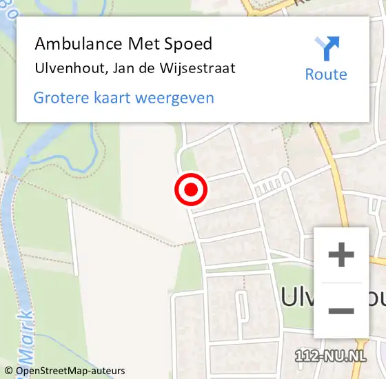 Locatie op kaart van de 112 melding: Ambulance Met Spoed Naar Ulvenhout, Jan de Wijsestraat op 25 oktober 2016 22:47