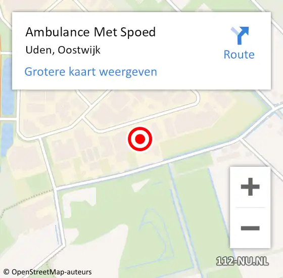 Locatie op kaart van de 112 melding: Ambulance Met Spoed Naar Uden, Oostwijk op 25 oktober 2016 22:50