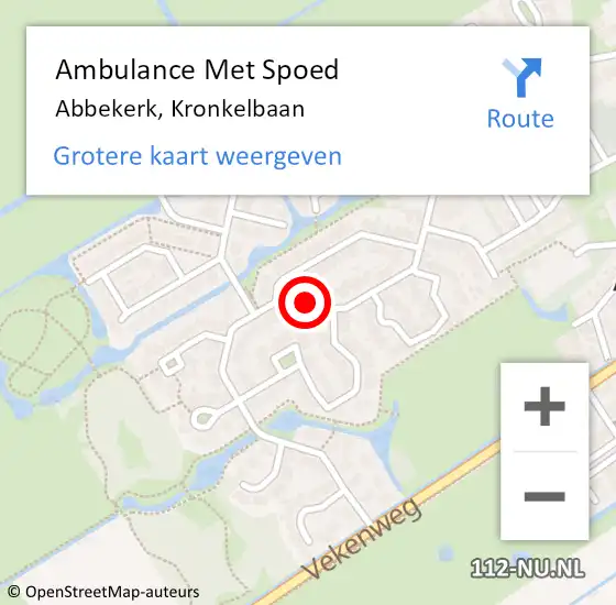 Locatie op kaart van de 112 melding: Ambulance Met Spoed Naar Abbekerk, Kronkelbaan op 26 oktober 2016 00:51